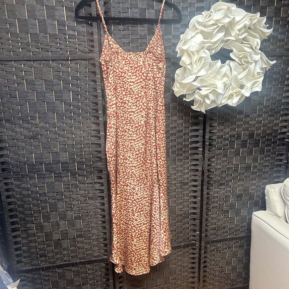 Pretty Little Thing Red Leopard Spaghetti Strap Mermaid Maxi Dress Size 2 - Picture 9 of 9